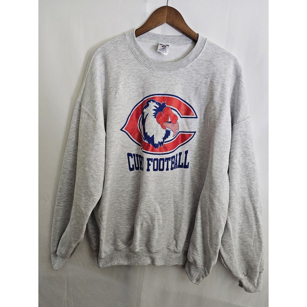 Curie Football Sweatshirt Gray Jerzees Size 2X Pullover Crewneck Vintage Style